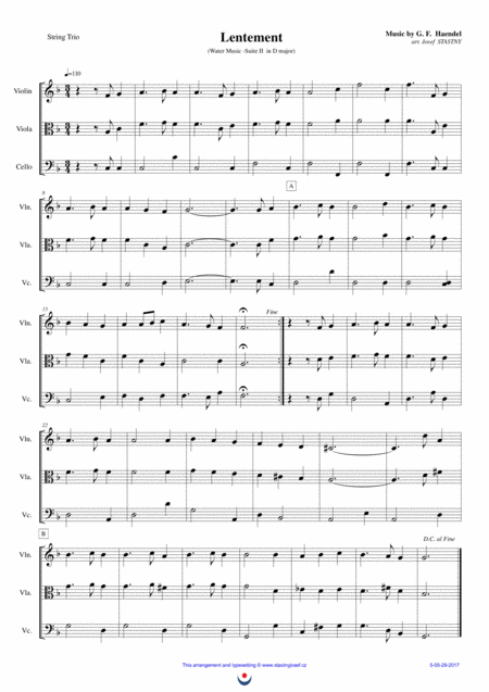 Lentement Water Music Sheet Music