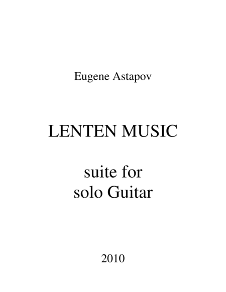 Lenten Music For Solo Guitar Sheet Music