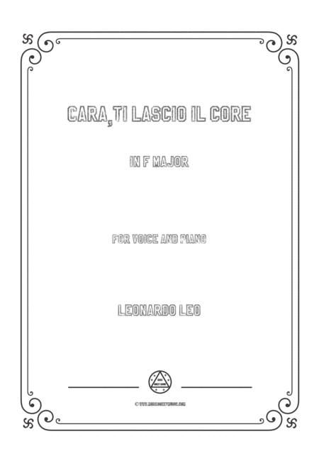 Leo Cara Ti Lascio Il Core In F Major For Voice And Piano Sheet Music