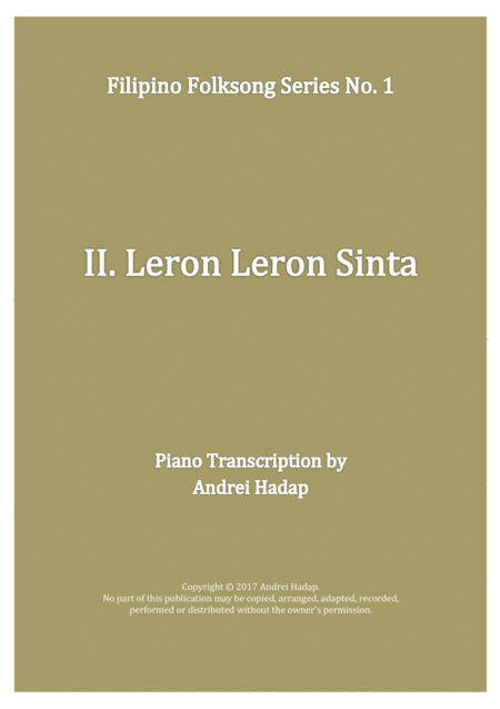 Free Sheet Music Leron Leron Sinta Arranged For Piano Solo