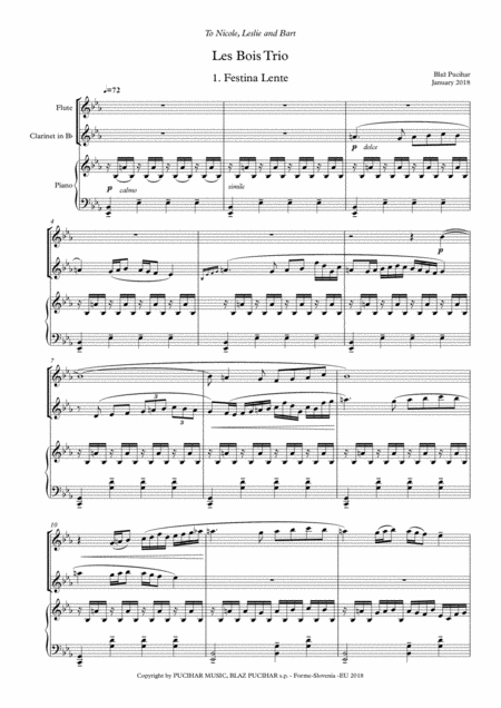 Free Sheet Music Les Bois Trio