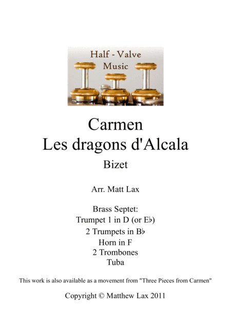 Les Dragons D Alcala From Bizets Carmen Brass Septet Sheet Music