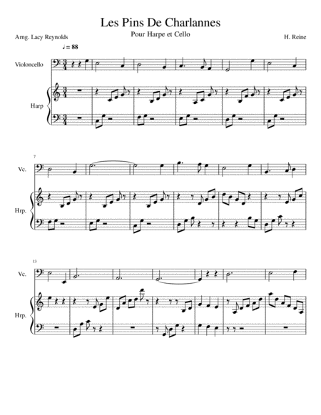 Les Pins De Charlannes Duet Harp And Violin Sheet Music