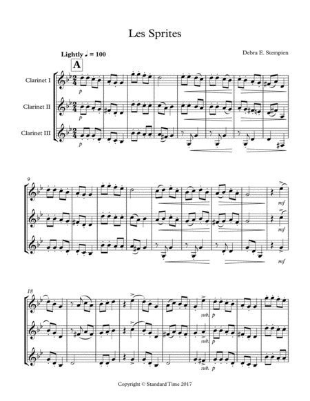 Free Sheet Music Les Sprites Trio For B Flat Clarinet In Concert F Minor