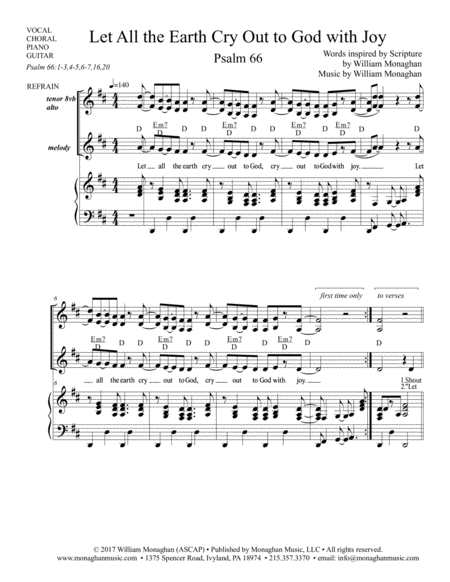 Free Sheet Music Let All The Earth Cry Out To God With Joy Psalm 66