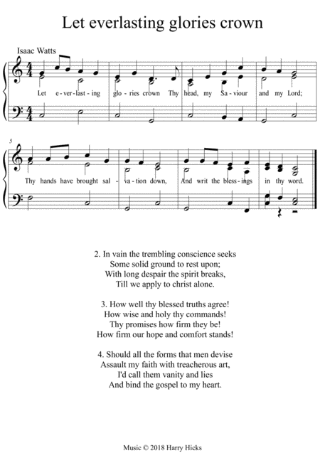 Let Everlasting Glories Crown A New Tune To This Wonderful Isaac Watts Hymn Sheet Music