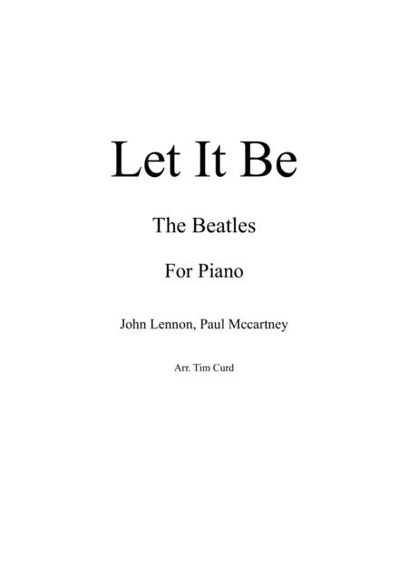 Free Sheet Music Let It Be For Piano