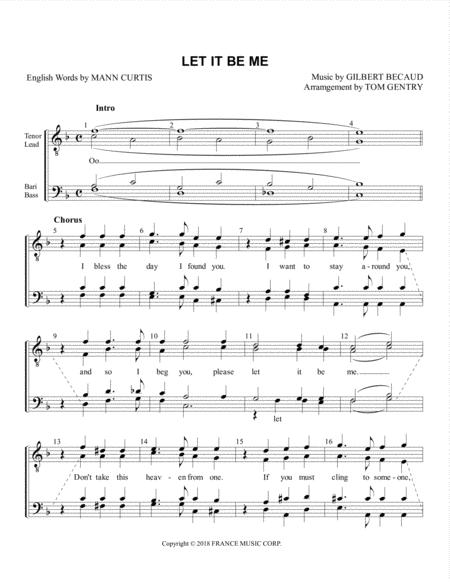 Let It Be Me Ttbb Sheet Music