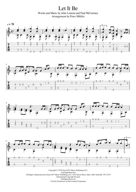 Free Sheet Music Let It Be Standard Notation And Tab