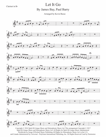 Let It Go Clarinet Sheet Music