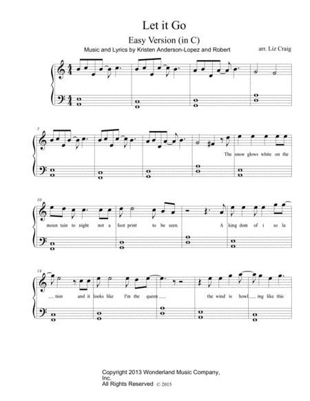 Let It Go Easy Piano Sheet Music