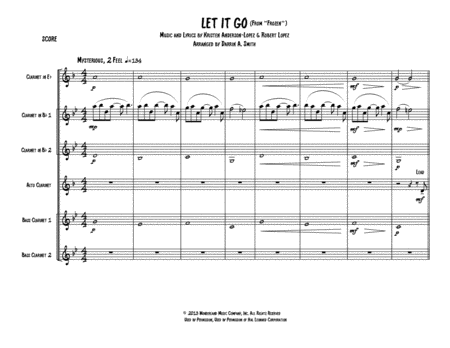 Let It Go From Frozen Clarinet Choir Sextet Sheet Music