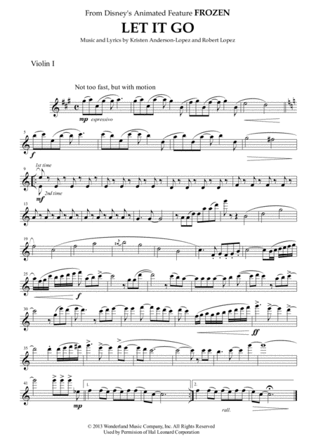 Let It Go From Frozen For String Quartet Sheet Music