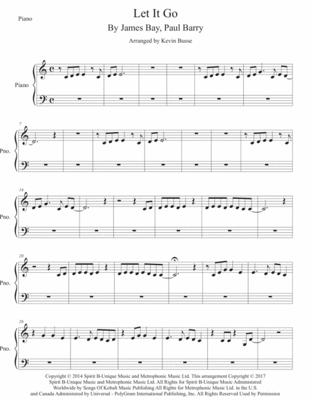 Free Sheet Music Let It Go Piano Easy Key Of C
