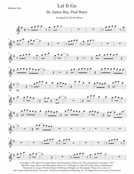 Free Sheet Music Let It Go Soprano Sax