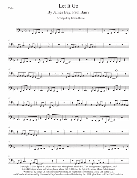 Let It Go Tuba Sheet Music