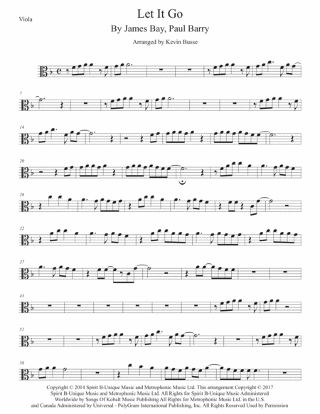 Free Sheet Music Let It Go Viola