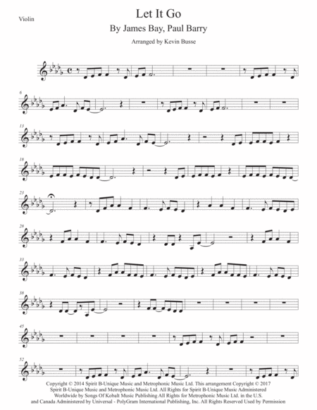 Free Sheet Music Let It Go Violin Original Key