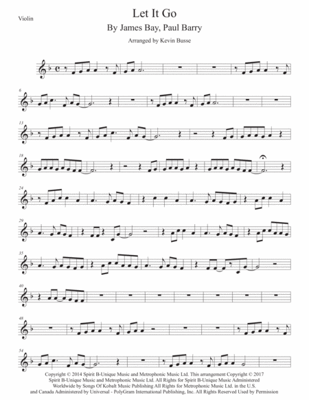 Let It Go Violin Sheet Music