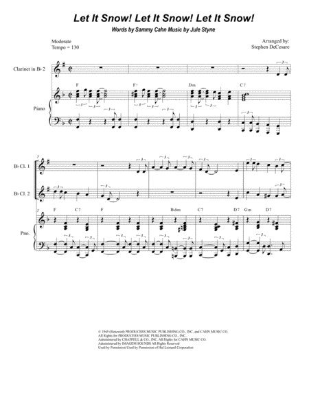 Let It Snow Let It Snow Let It Snow For Clarinet Choir Sheet Music