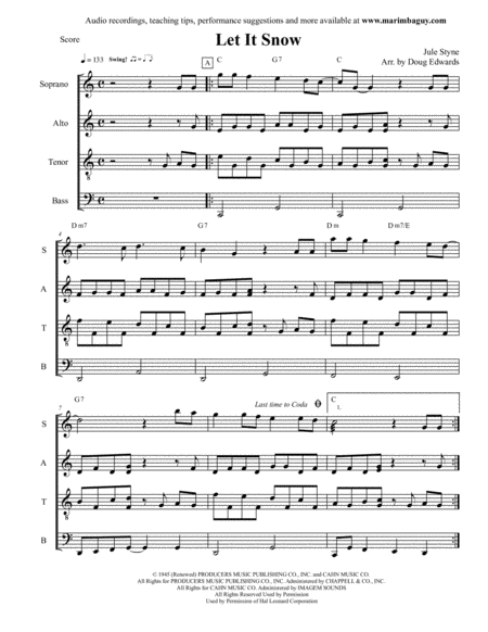 Free Sheet Music Let It Snow Let It Snow Let It Snow