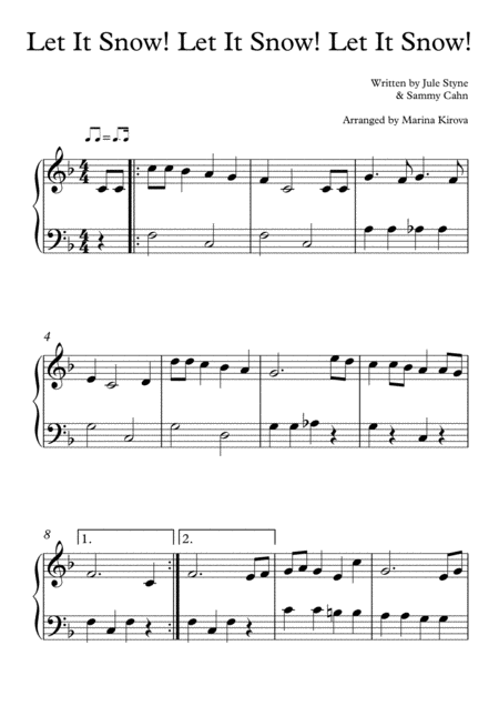 Let It Snow Piano Easy To Read Notation Sheet Music