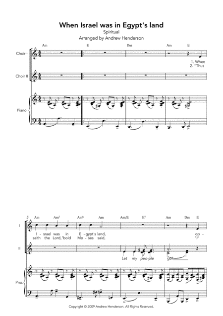 Free Sheet Music Let My People Go Easy Three Part Choir