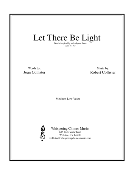 Let There Be Light Medium Low Voice Sheet Music