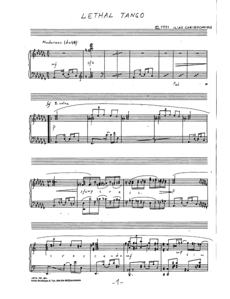 Free Sheet Music Lethal Tango