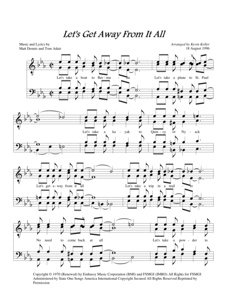 Lets Get Away From It All Sheet Music