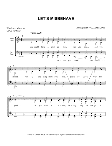 Free Sheet Music Lets Misbehave