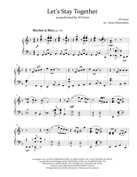 Lets Stay Together Sheet Music