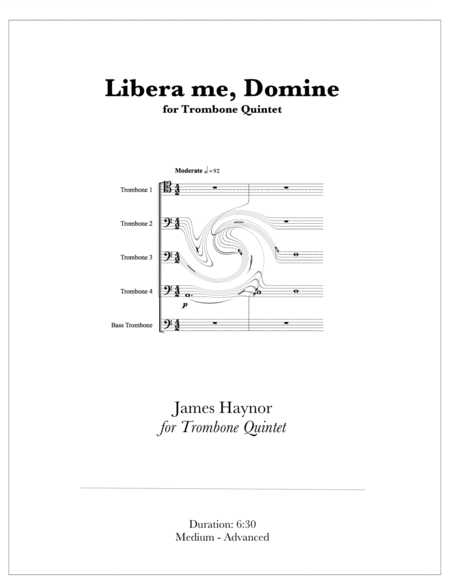 Libera Me Domine For Trombone Quintet Sheet Music