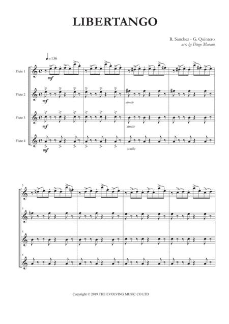 Libertango For Flute Quartet Sheet Music