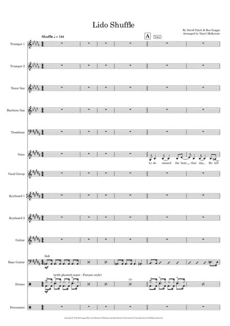 Free Sheet Music Lido Shuffle Vocal With Studio Band 5 Horns Key Of B To D