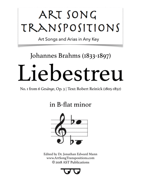 Liebestreu Op 3 No 1 B Flat Minor Sheet Music