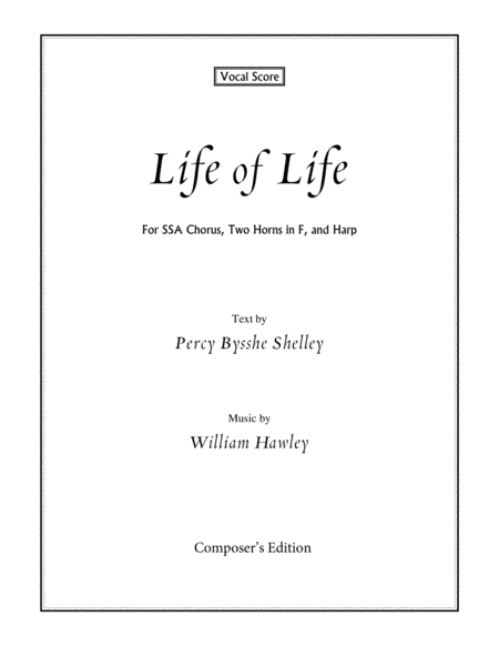 Life Of Life Vocal Score Sheet Music