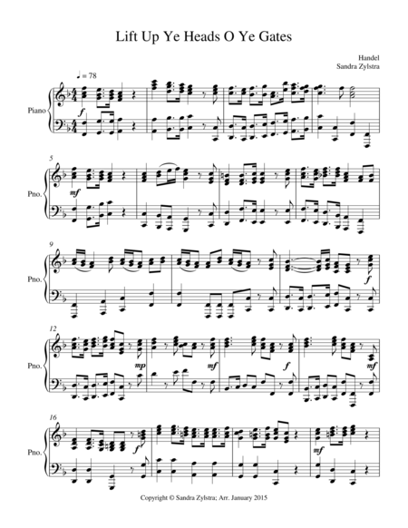 Lift Up Ye Heads O Ye Gates Sheet Music