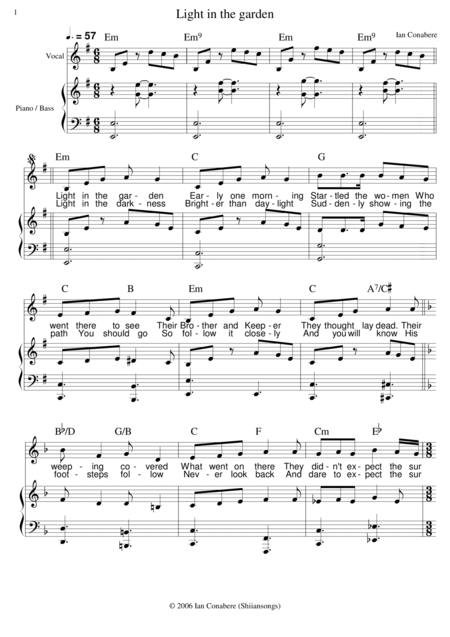 Light In The Garden Sheet Music