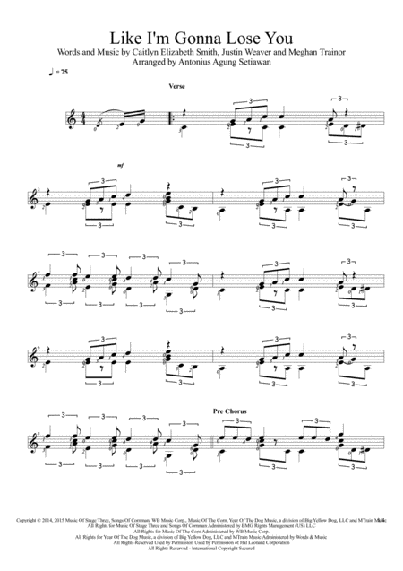 Free Sheet Music Like I M Gonna Lose You Solo Guitar Score