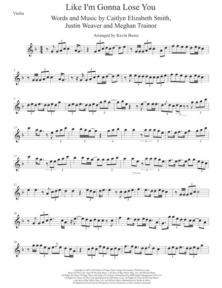 Like I M Gonna Lose You Violin Sheet Music