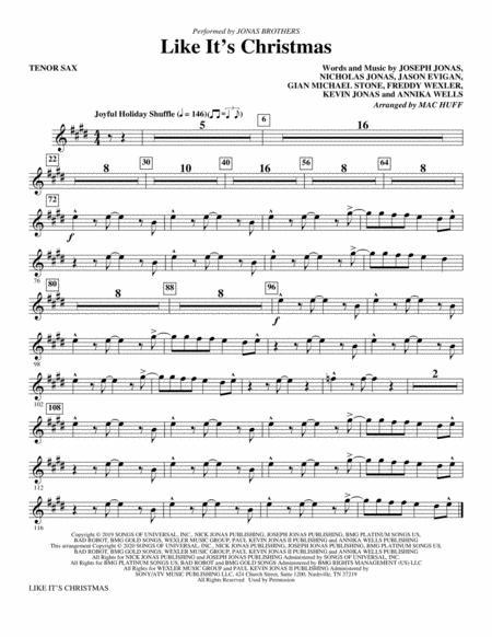 Like Its Christmas Arr Mac Huff Bb Tenor Saxophone Sheet Music