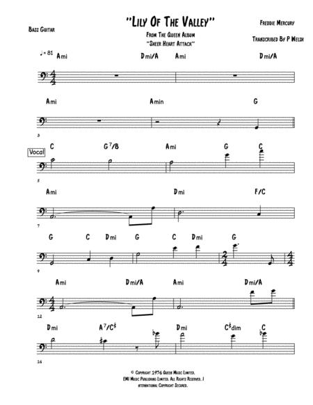 Free Sheet Music Lily Of The Valley Bass Guitar