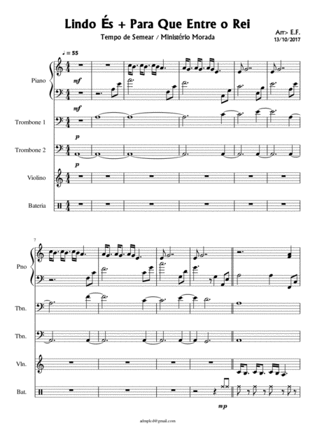 Lindos Para Que Entre O Rei Sheet Music