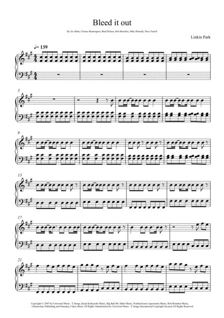 Free Sheet Music Linkin Park Bleed It Out Piano Solo