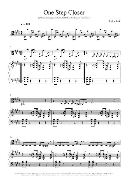 Linkin Park One Step Closer Viola Solo Sheet Music