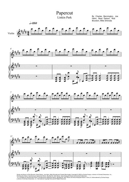 Free Sheet Music Linkin Park Papercut Piano And Violin Solo