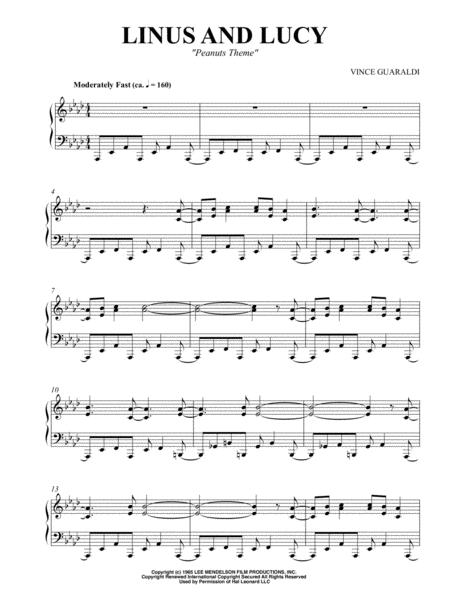 Free Sheet Music Linus And Lucy Peanuts Theme Intermediate