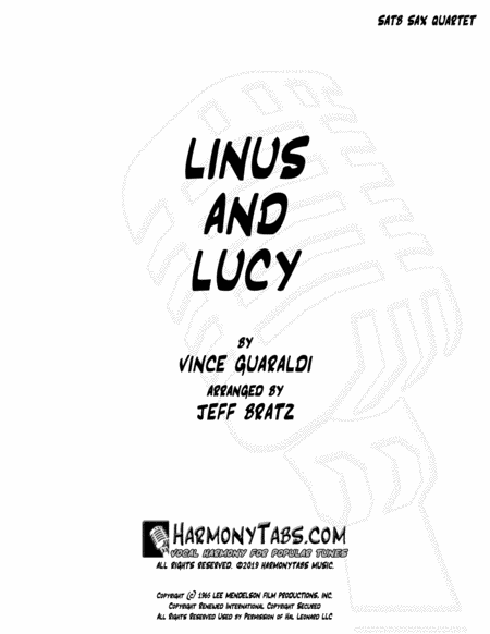 Linus And Lucy Satb Sax Quartet Sheet Music