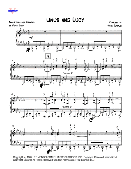 Linus And Lucy Ultimate Edition With Transcribed Solos And All Fingering Sheet Music